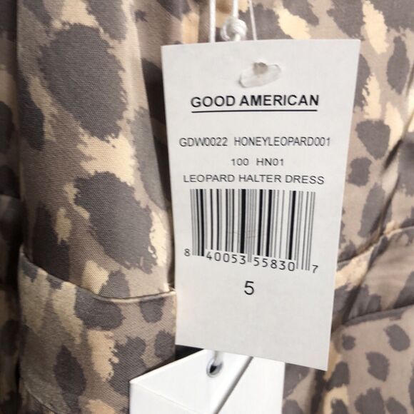 GOOD AMERICAN Honey Leopard Halter Wrap Dress GDW0022 Size 5 XXL New With Tags - Picture 8 of 10
